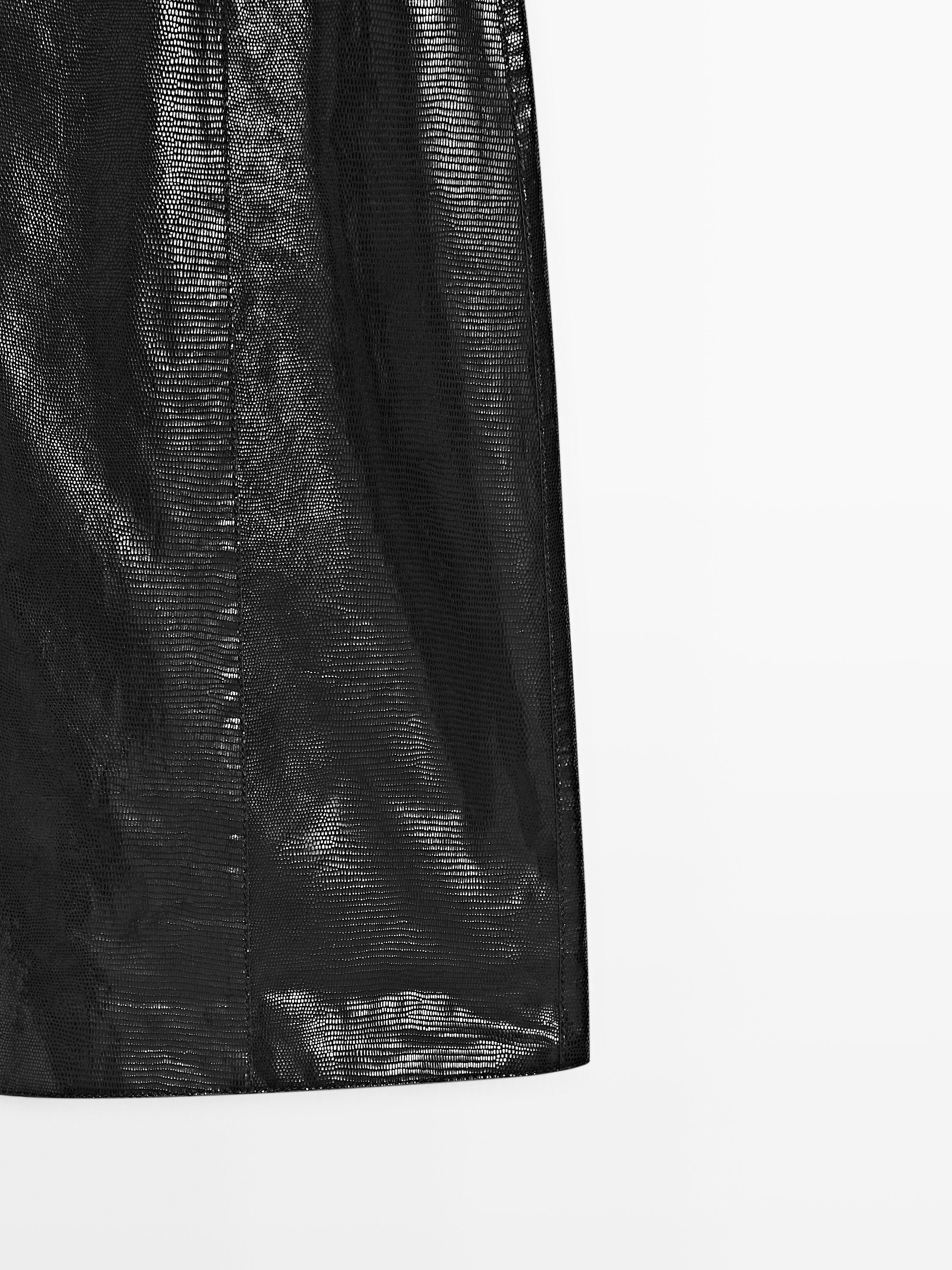 Animal print leather mini skirt